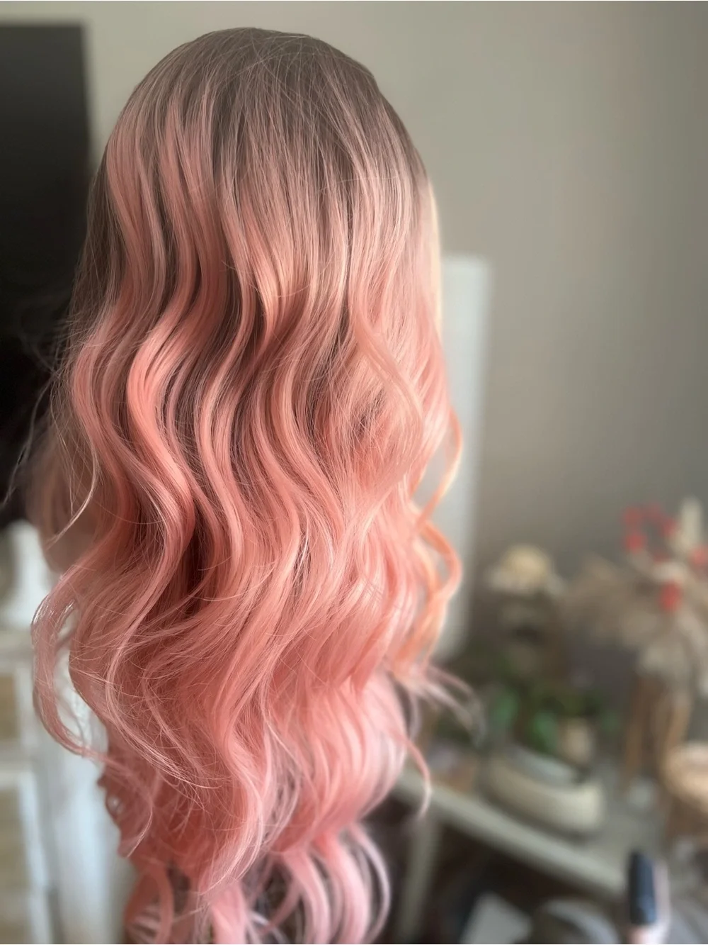 Women's Pink Ombre Wavy Headband Wig